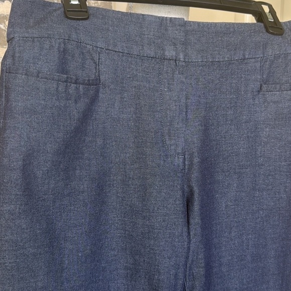 Ann Taylor Dark Blue Chambray Denim Cropped Trousers Flat Front Preppy Classic - Picture 9 of 12